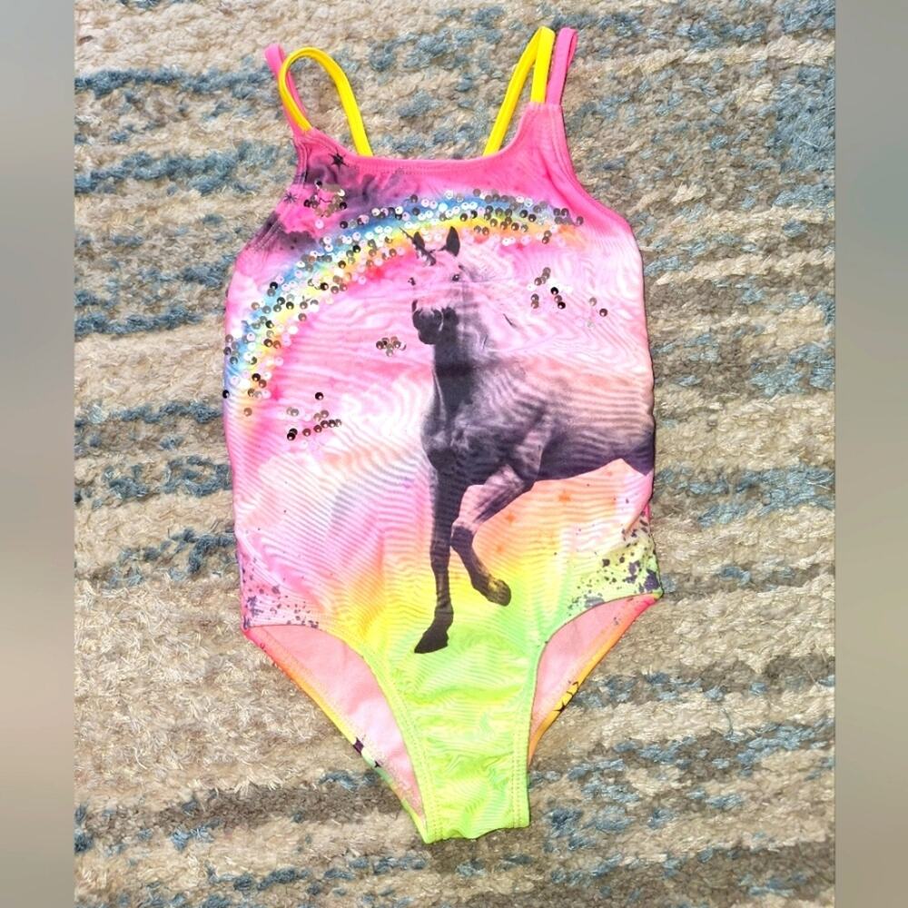 Wonder Nation Unicorn Swimsuit Kids sz XS (4-5)